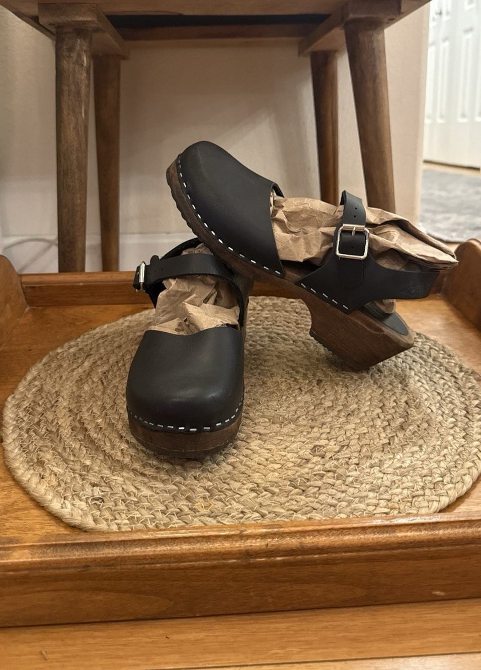 Lotta from Stockholm Women’s Highwood Mary Jane Leather Clogs in Black EU 39